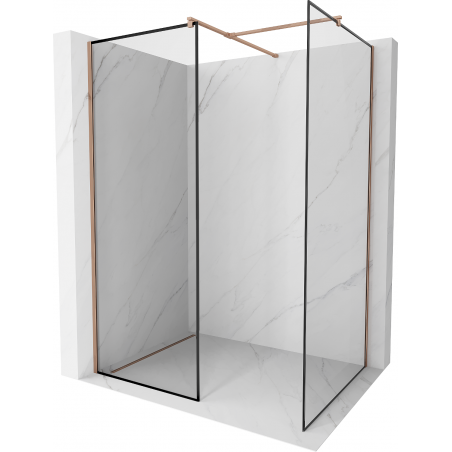 Mexen Kioto shower wall Walk-in 150 x 100 cm, black frame, rose gold - 800-150-202-60-70-100