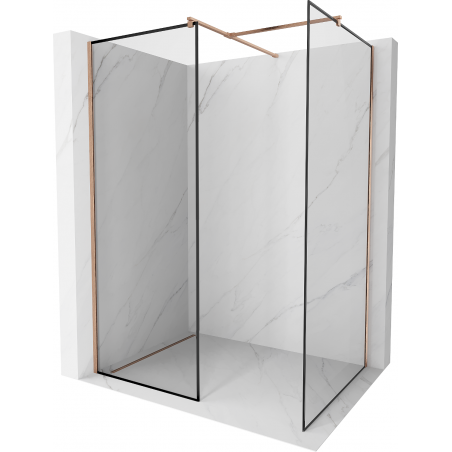 Mexen Kioto shower wall Walk-in 80 x 80 cm, black frame, brushed copper - 800-080-202-65-70-080