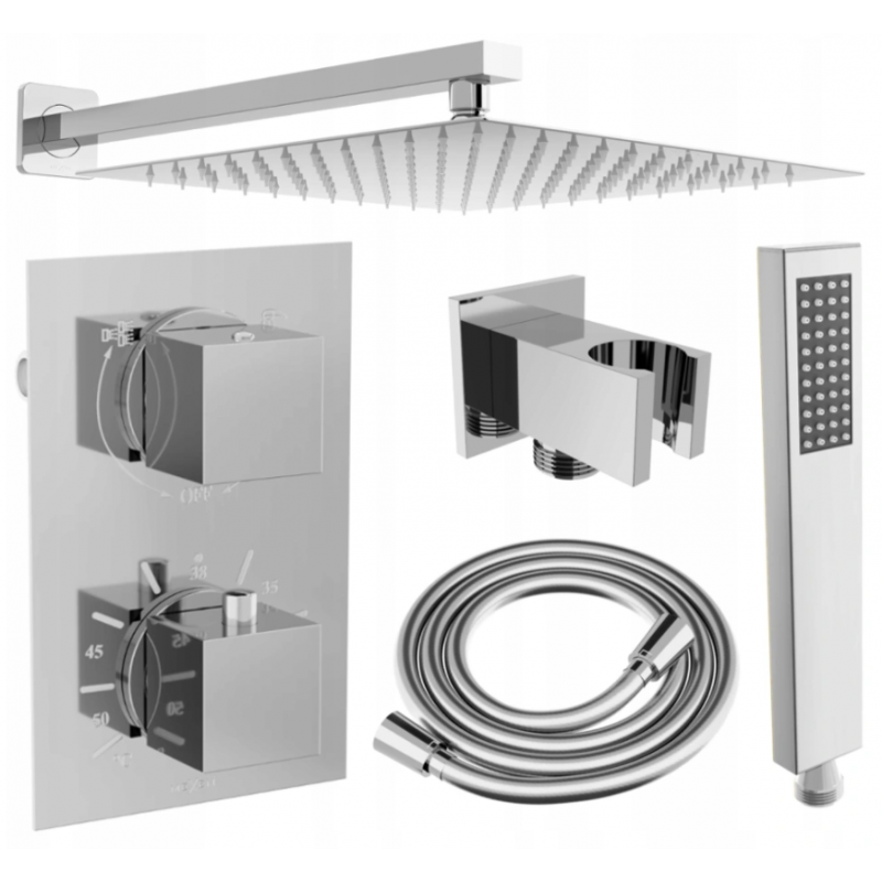 Mexen Cube DR02 flush-mount shower set with a rainmaker 25 cm, Black - 77502DR0225-70