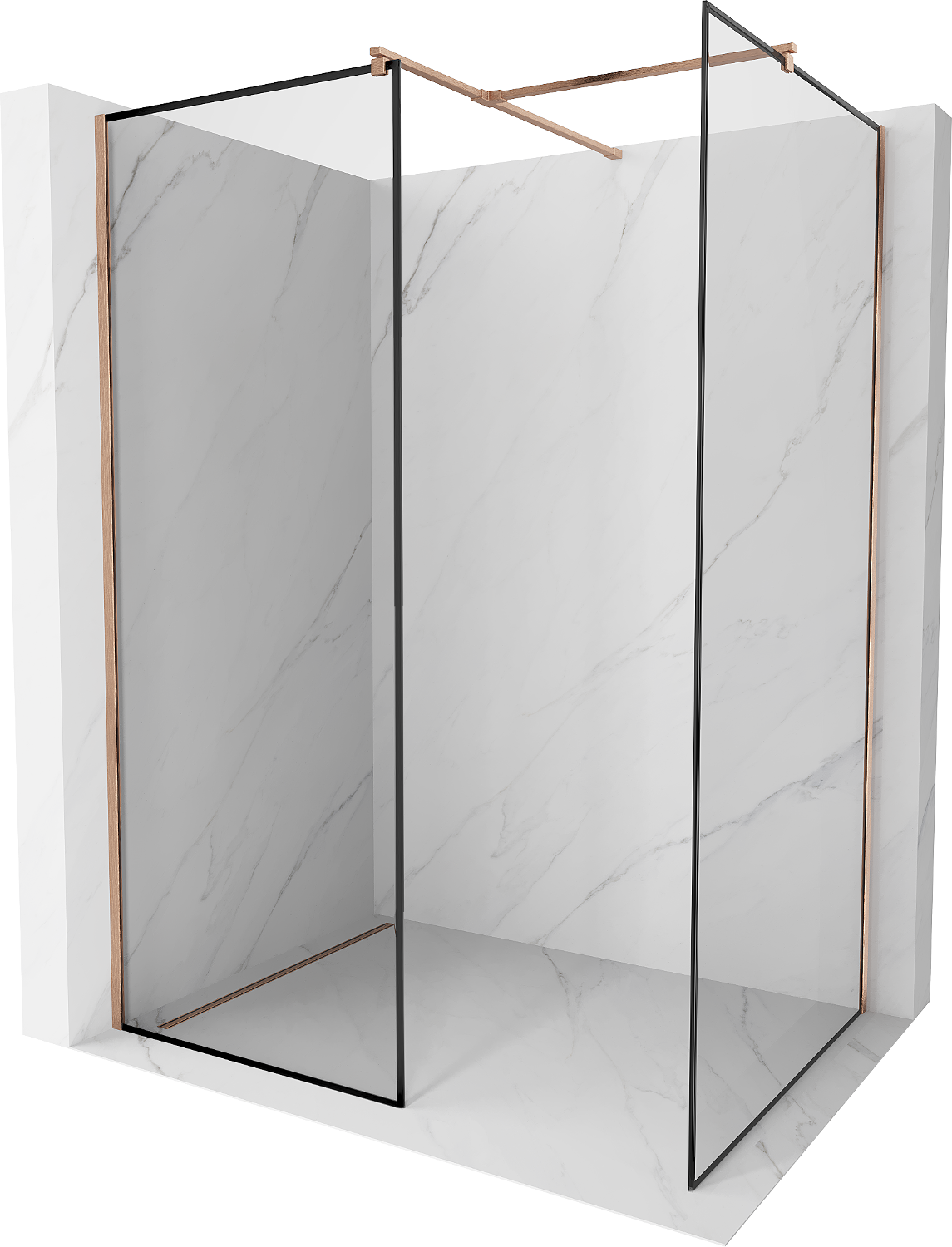 Mexen Kioto Walk-in Shower Wall 120 x 80 cm, Black Pattern, Brushed Copper - 800-120-202-65-70-080