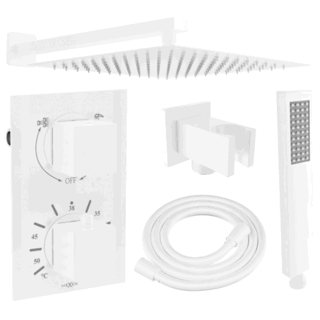 Mexen Cube DR02 concealed shower set with 30 cm shower head, white - 77502DR0230-20