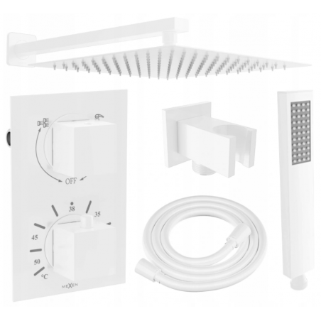 Mexen Cube DR02 flush-mount shower set with a rainmaker 30 cm, White - 77502DR0230-20