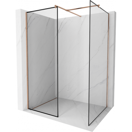 Mexen Kioto shower wall Walk-in 160 x 90 cm, black frame, brushed copper - 800-160-202-65-70-090