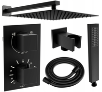 Mexen Cube DR02 concealed shower set with 30 cm showerhead, black - 77502DR0230-70