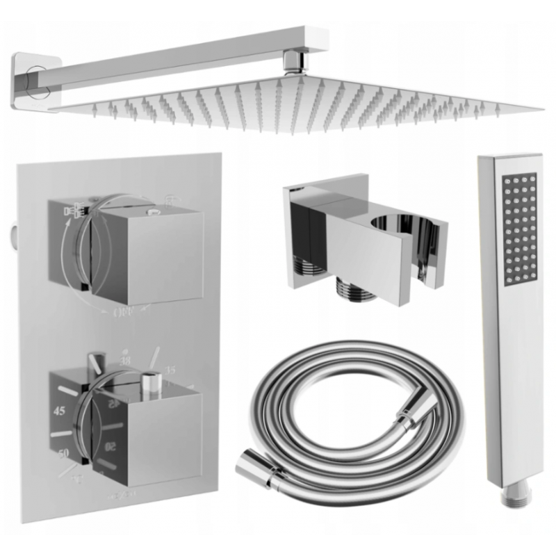 Mexen Cube DR02 built-in shower set with 25 cm rain shower head, chrome - 77502DR0225-00