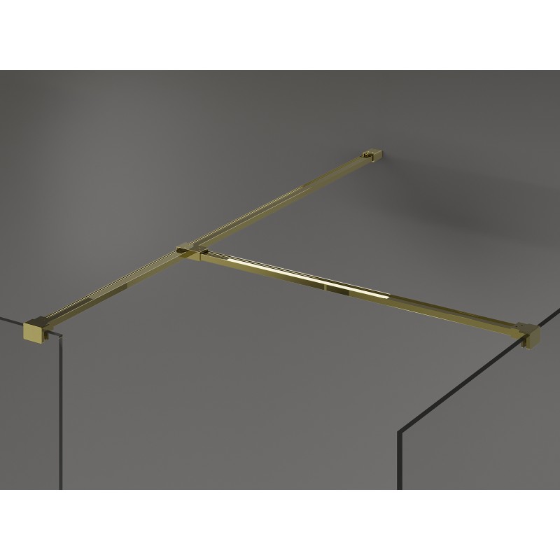 Mexen Kioto Walk-in Shower Wall 100 x 100 cm, transparent, gold - 800-100-202-50-00-100