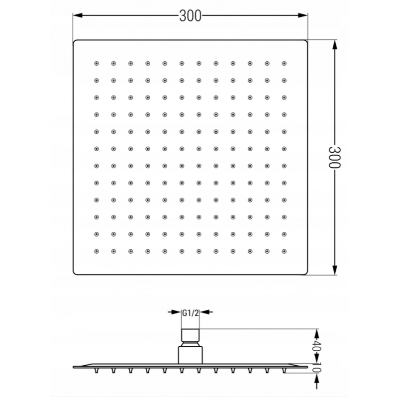 Mexen Cube DR02 concealed bath-shower set with 30 cm shower head, white - 77503DR0230-20