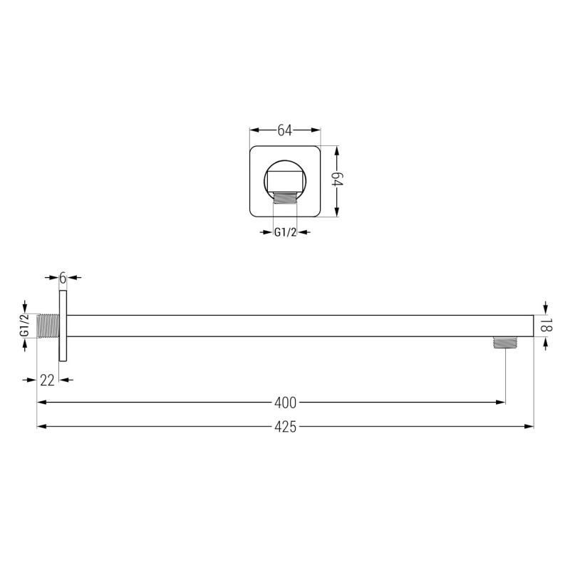 Mexen Cube DR02 concealed bathtub-shower set with 30 cm rain shower, brushed gun gray - 77503DR0230-66