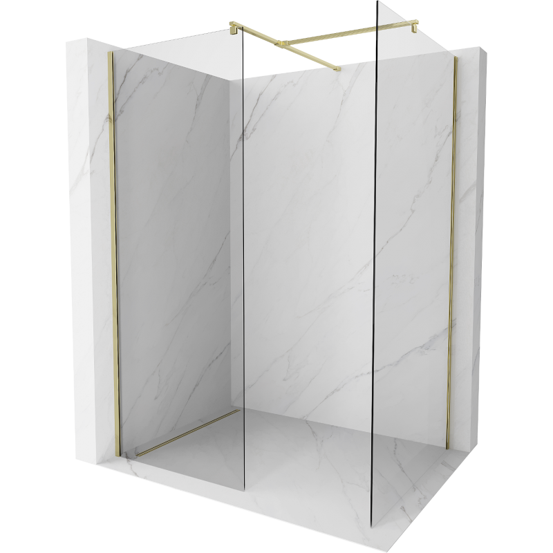 Mexen Kioto Walk-in Shower Wall 140 x 110 cm, transparent, gold - 800-140-202-50-00-110