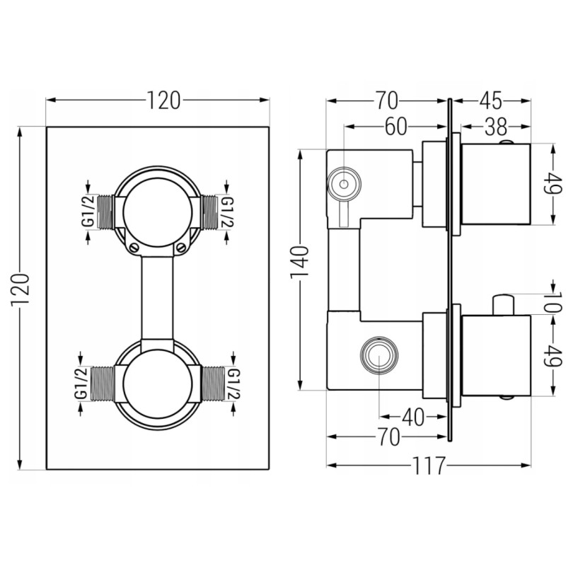 Mexen Cube DR02 concealed shower set with 25 cm shower head, brushed gun gray - 77502DR0225-66