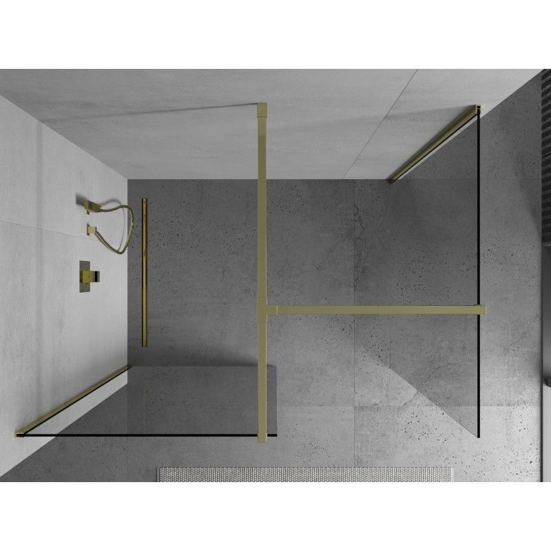 Mexen Kioto Walk-in Shower Wall 150 x 120 cm, Transparent, Gold - 800-150-202-50-00-120
