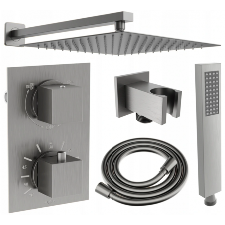 Mexen Cube DR02 flush-mount shower set with a rainmaker 25 cm, Graphite - 77502DR0225-66