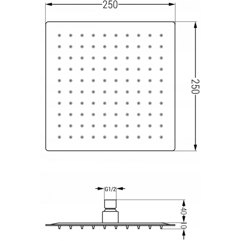 Mexen Cube DR02 concealed shower set with 25 cm rain shower, graphite - 77502DR0225-66