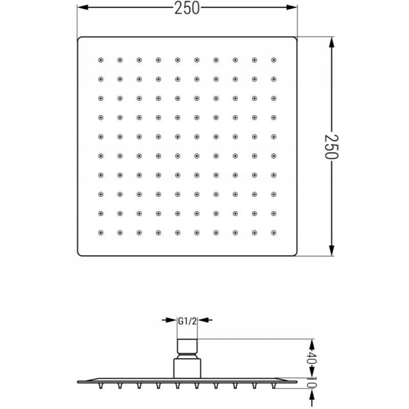 Mexen Cube DR02 concealed shower set with 25 cm shower head, brushed gun gray - 77502DR0225-66