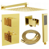 Mexen Cube DR02 concealed shower set with 25 cm rain shower, gold - 77502DR0225-50