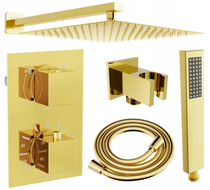 Mexen Cube DR02 concealed shower set with 25 cm rain shower, gold - 77502DR0225-50