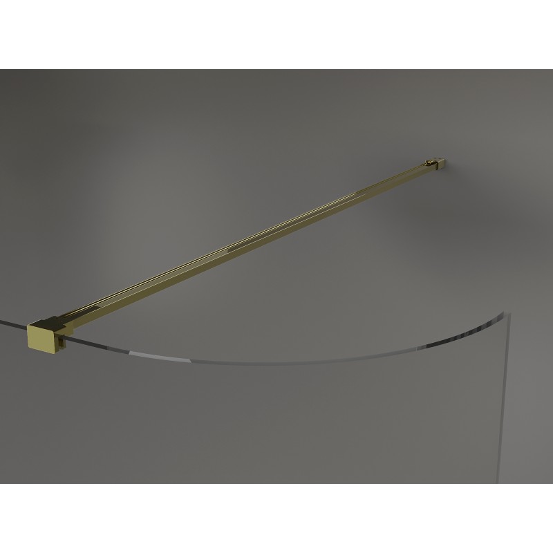 Mexen Kioto-R Rounded Walk-in Shower Wall 80 x 200 cm, Transparent 8 mm, Gold - 800-080-101-50-06