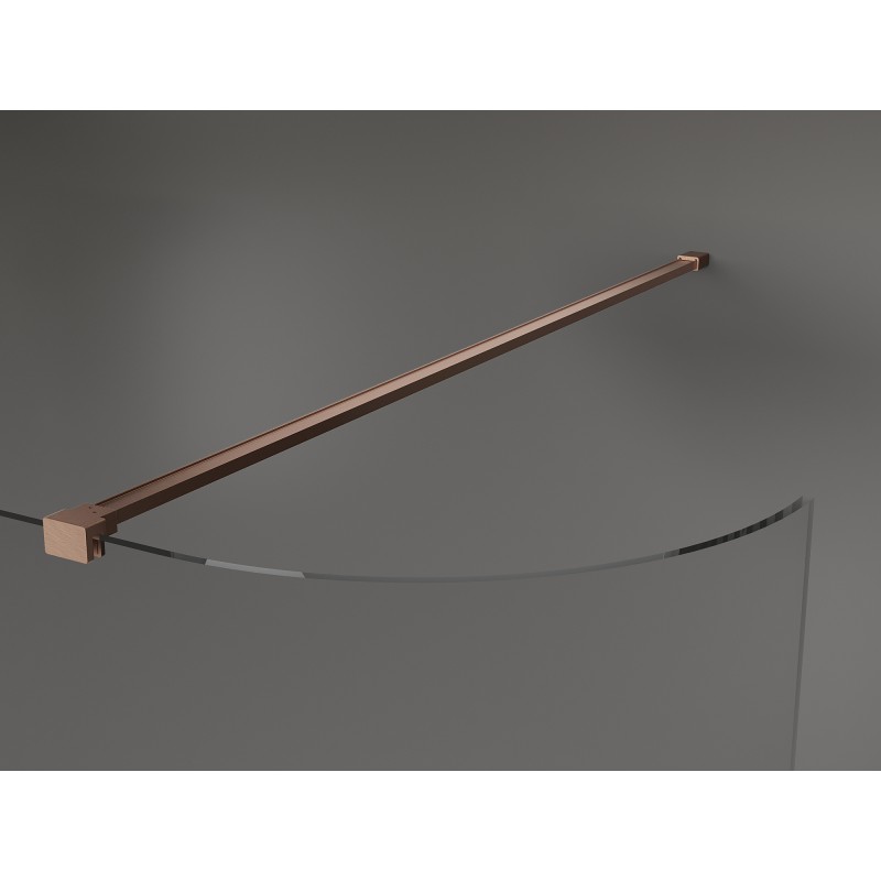 Mexen Kioto-R Rounded Walk-in Shower Wall 110 x 200 cm, Transparent 8 mm, Brushed Copper - 800-110-101-65-06