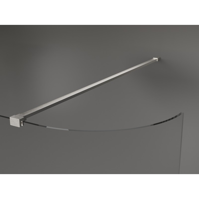 Mexen Kioto-R curved shower wall Walk-in 140 x 200 cm, transparent 8 mm, brushed nickel - 800-140-101-97-06