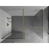 Mexen Kioto Walk-in Shower Wall 90 x 70 cm, Transparent, Brushed Gold - 800-090-202-55-00-070