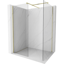 Mexen Kioto Walk-in Shower Wall 90 x 70 cm, Transparent, Brushed Gold - 800-090-202-55-00-070