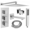 Mexen Cube DR02 Concealed Bath and Shower Set with 25 cm Rain Shower, Chrome - 77503DR0225-00