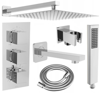Mexen Cube DR02 flush-mount shower and bath set with a rainmaker 25 cm, Chrome - 77503DR0225-00