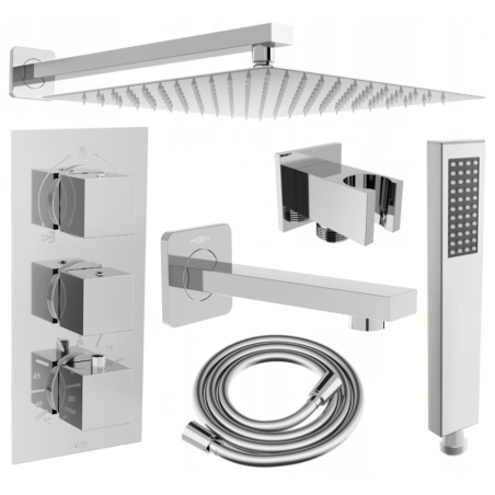 Mexen Cube DR02 flush-mount shower and bath set with a rainmaker 30 cm, Chrome - 77503DR0230-00