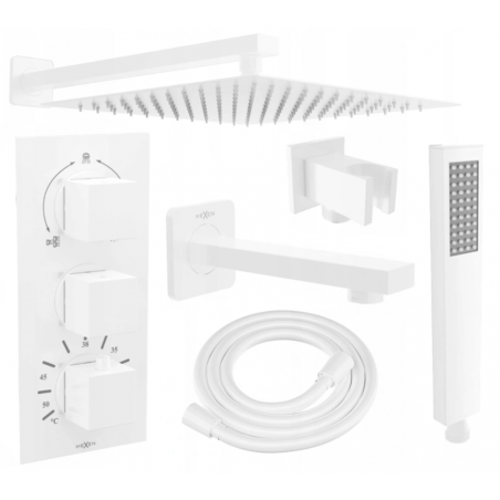 Mexen Cube DR02 built-in bath-shower set with 30 cm shower head, white - 77503DR0230-20