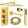 Mexen Cube DR02 concealed bathtub-shower set with 30 cm rain shower, gold - 77503DR0230-50