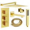 Mexen Cube DR02 flush-mount shower and bath set with a rainmaker 30 cm, Gold - 77503DR0230-50