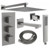 Mexen Cube DR02 concealed bathtub-shower set with 30 cm rain shower, brushed gun gray - 77503DR0230-66
