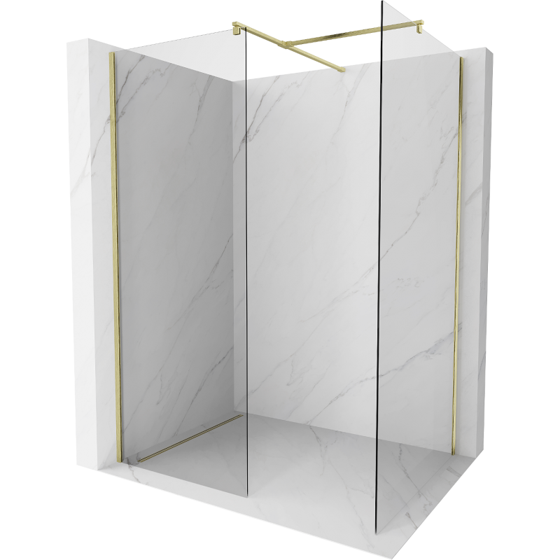 Mexen Kioto Walk-in Shower Wall 100 x 70 cm, Transparent, Brushed Gold - 800-100-202-55-00-070