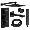 Mexen Cube DR02 recessed bathtub and shower set with 30 cm rain shower head, black - 77503DR0230-70