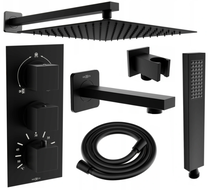 Mexen Cube DR02 recessed bathtub and shower set with 30 cm rain shower head, black - 77503DR0230-70