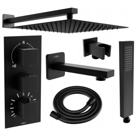 Mexen Cube DR02 concealed bathtub-shower set with 25 cm rain shower, black - 77503DR0225-70