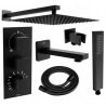 Mexen Cube DR02 concealed bathtub-shower set with 25 cm rain shower, black - 77503DR0225-70