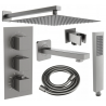 Mexen Cube DR02 built-in bath and shower set with 25 cm overhead shower, graphite - 77503DR0225-66