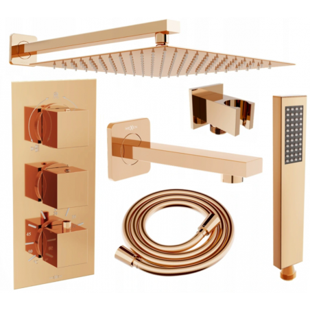 Mexen Cube DR02 built-in bathtub shower set with 25 cm shower head, rose gold - 77503DR0225-60