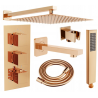 Mexen Cube DR02 flush-mount shower and bath set with a rainmaker 25 cm, Rose gold - 77503DR0225-60