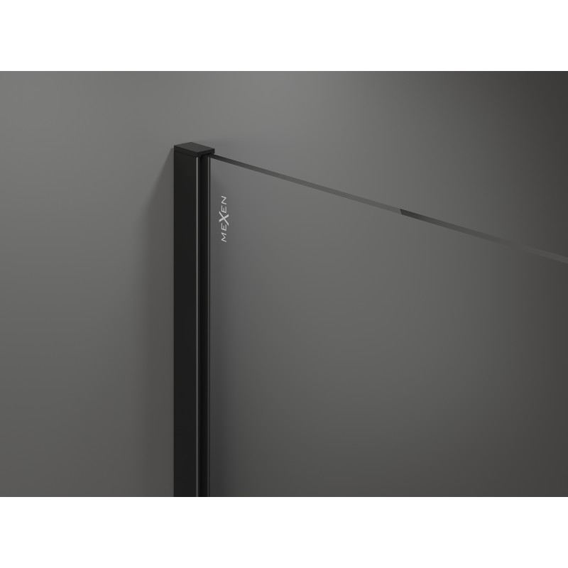Mexen Kioto Walk-in Shower Wall 130 x 200 cm, Transparent 8 mm, Black - 800-130-101-70-00