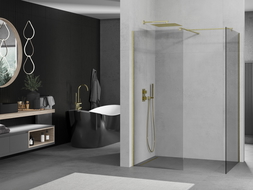 Mexen Kioto shower wall Walk-in 125 x 120 cm, transparent, gold brushed - 800-125-202-55-00-120