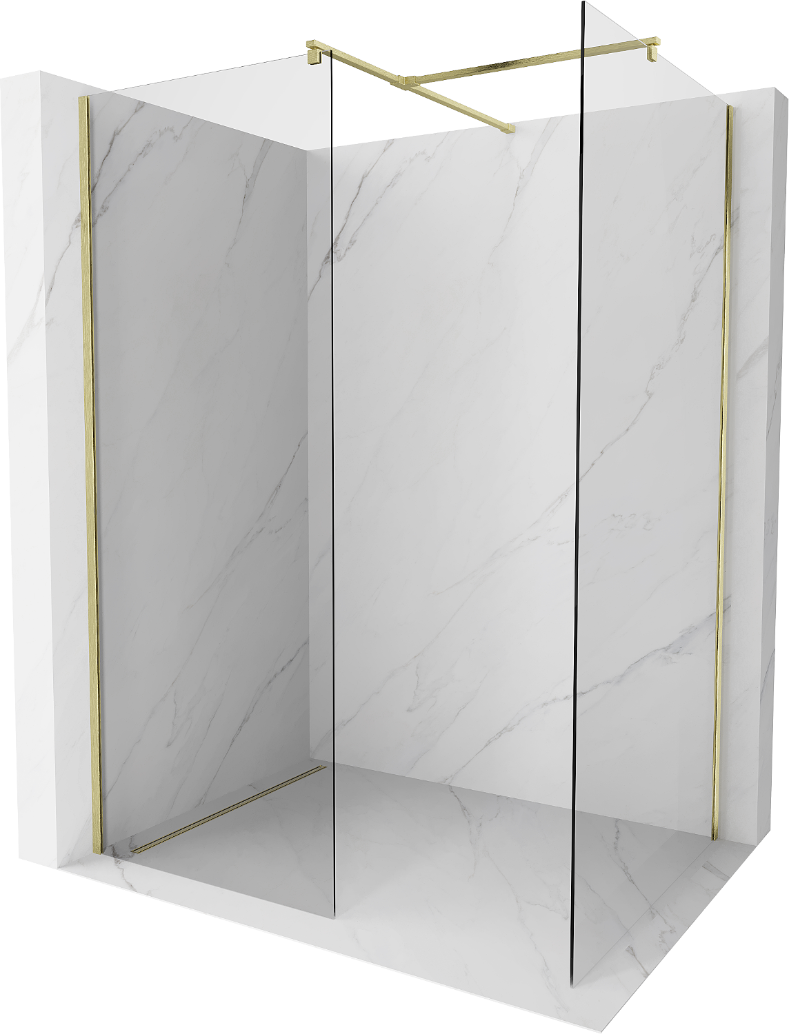Mexen Kioto Walk-in Shower Screen 130 x 105 cm, transparent, brushed gold - 800-130-202-55-00-105