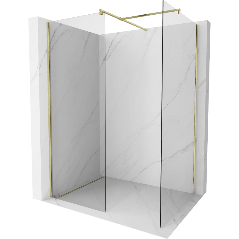 Mexen Kioto Walk-in Shower Wall 140 x 90 cm, transparent, brushed gold - 800-140-202-55-00-090
