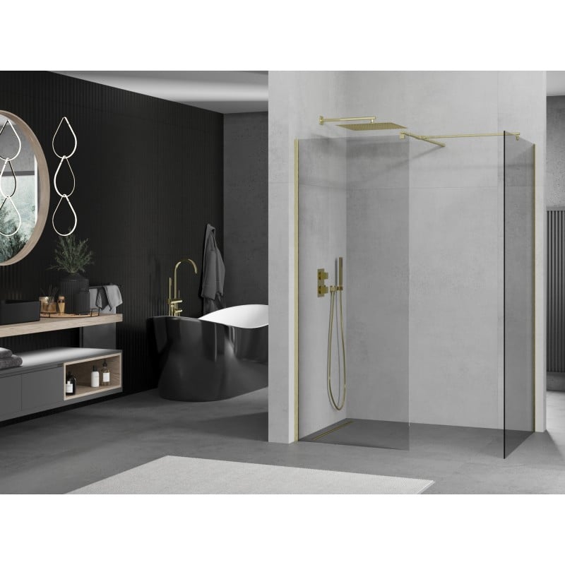 Mexen Kioto Walk-in Shower Wall 170 x 70 cm, transparent, brushed gold - 800-170-202-55-00-070