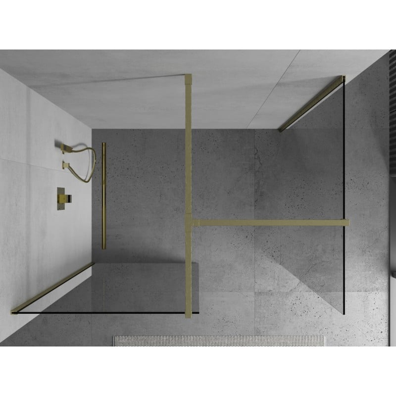 Mexen Kioto Walk-in Shower Wall 170 x 90 cm, transparent, brushed gold - 800-170-202-55-00-090