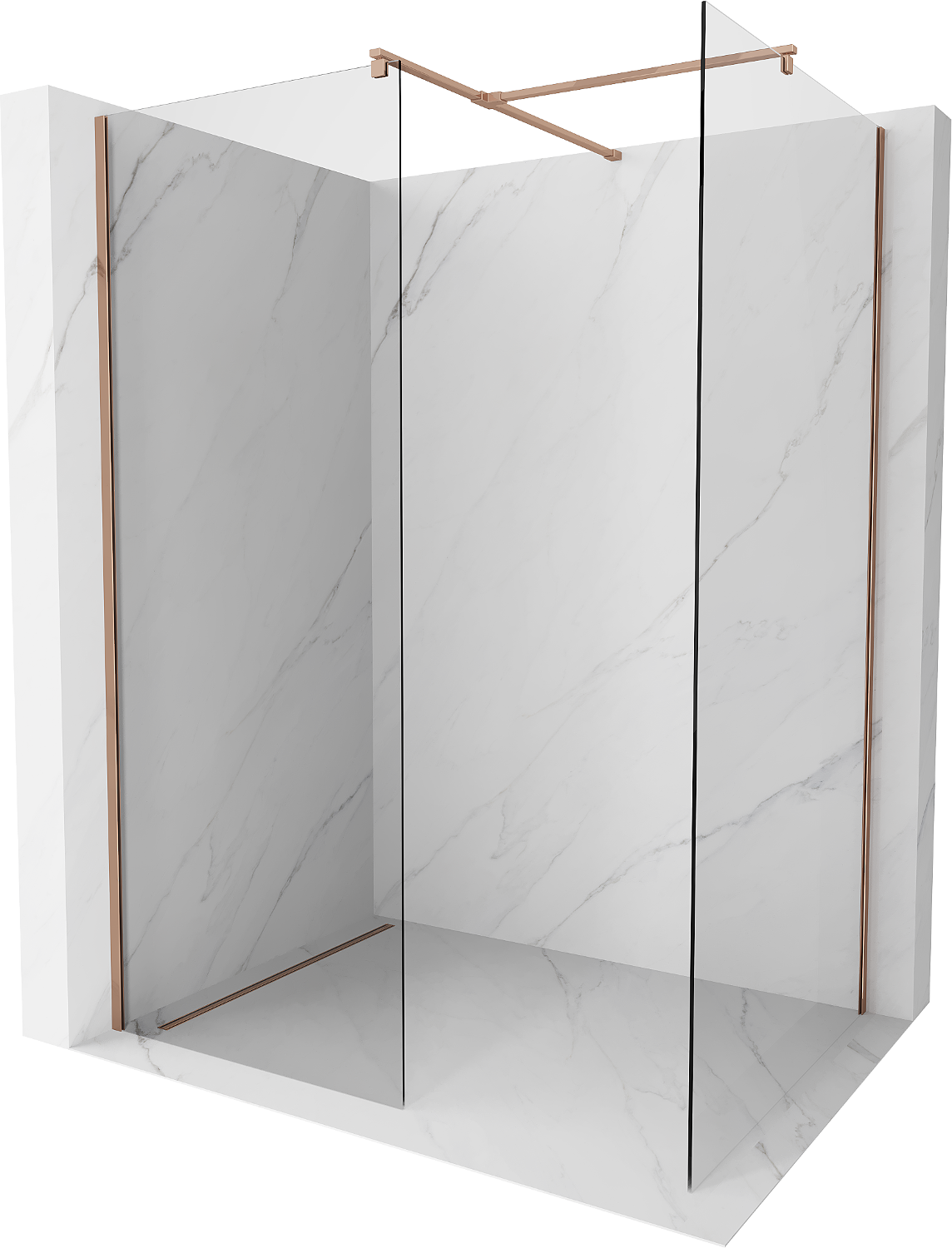 Mexen Kioto Walk-in Shower Wall 75 x 70 cm, transparent, rose gold - 800-075-202-60-00-070