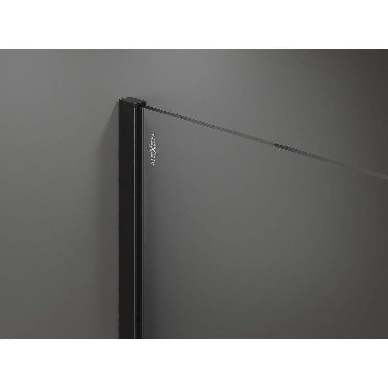 Mexen Kioto shower wall 80 x 200 cm, striped 8 mm, black - 800-080-101-70-09