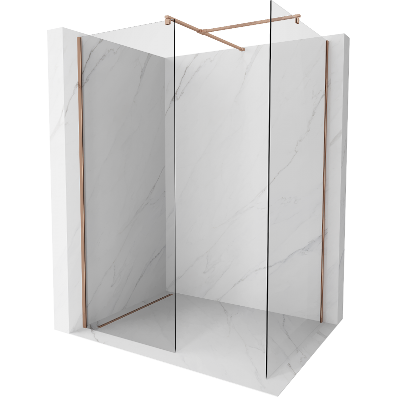 Mexen Kioto Walk-in Shower Panel 160 x 95 cm, Transparent, Rose Gold - 800-160-202-60-00-095