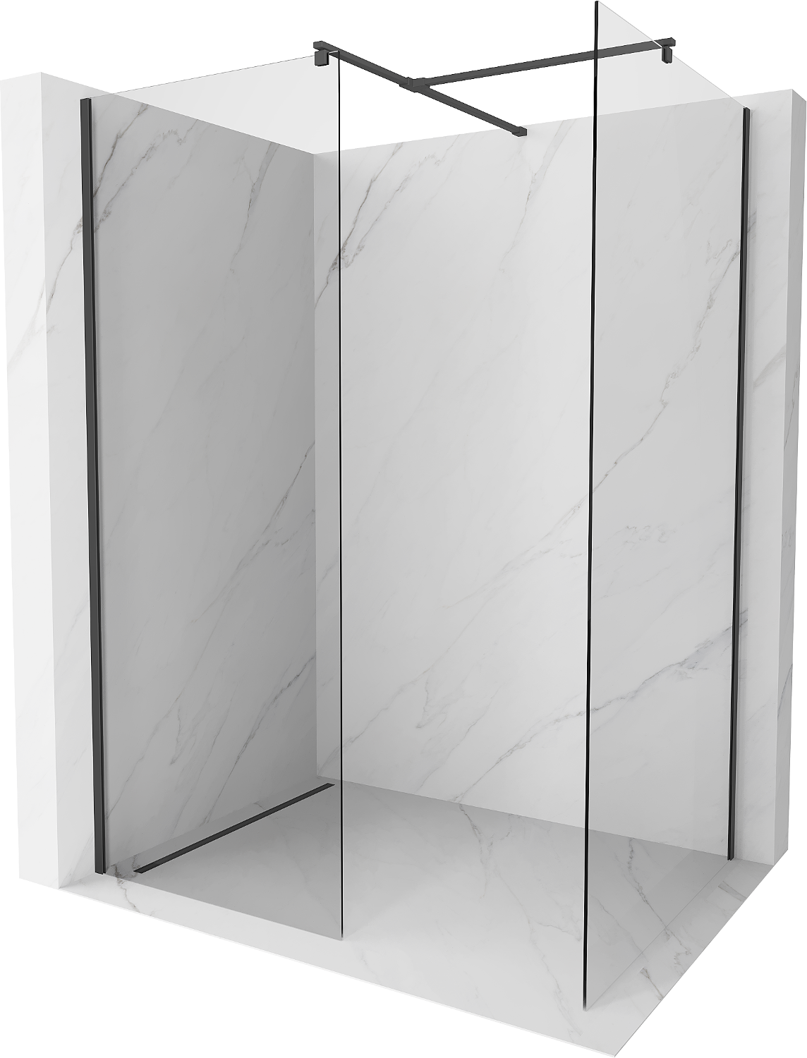 Mexen Kioto Walk-in Shower Panel 115 x 110 cm, Transparent, Black - 800-115-202-70-00-110